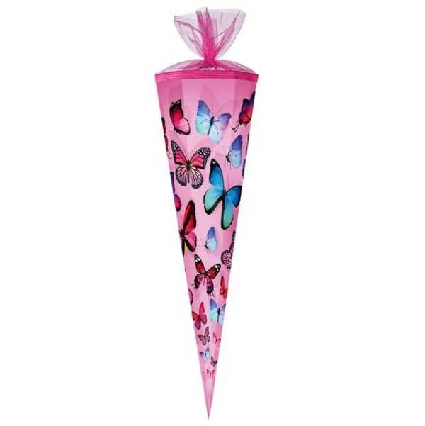 Nestler Schultüte PINK BUTTERFLY Schmetterlinge Rosa, Zuckertüte 85cm (zum Schulanfang / Einschulung)