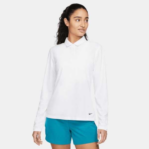 Nike Dri-FIT Victory Long-Sleeve Golf-Polo Damen | white-black M