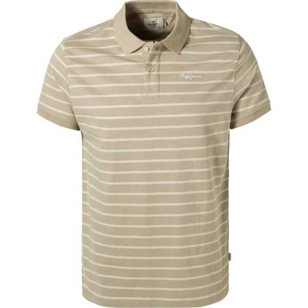 Pepe Jeans Herren Polo-Shirt beige Baumwoll-Jersey gestreift