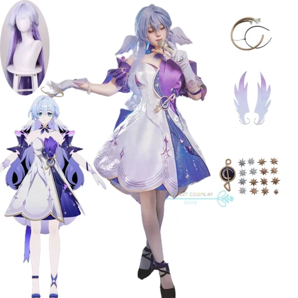 Robin Cosplay Game Honkai Star Rail Robin Cosplay Costume 3D Print Dress Wig Shoes Women Role Play