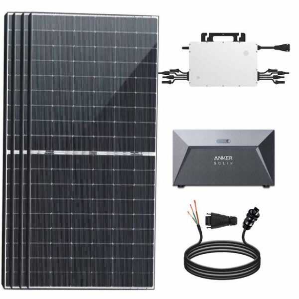 SOLAR-HOOK etm Solaranlage 1760W Balkonkraftwerk mit Speicher Bifazial Komplettset, mit 1800W Hoymiles Wechselrichter und Photovoltaik Solaranlage inkl. Anker Solarspeicher