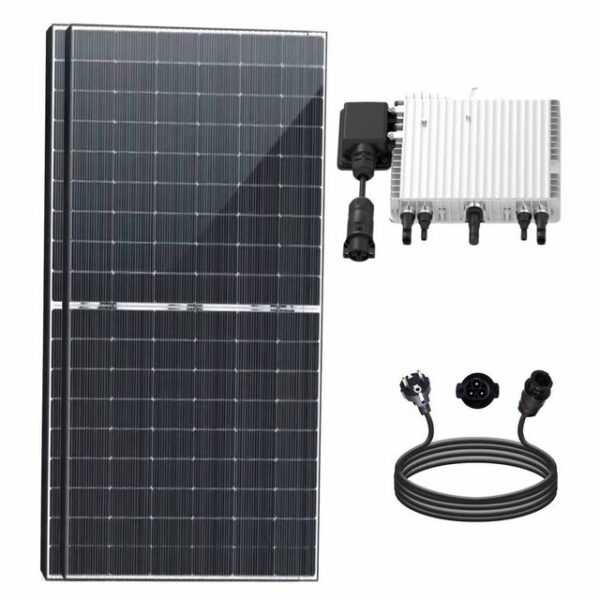 SOLAR-HOOK etm Solaranlage 880W Balkonkraftwerk Bifazial Komplettset, mit 800W WIFI Deye Wechselrichter und Photovoltaik Solaranlage inkl. 5m Schukostecker