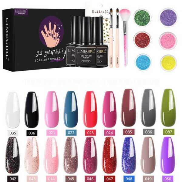 Scheiffy Nagellack-Set Nagellack-Set,Nagelpuder,DIY-Maniküre für Anfänger,18 Farben