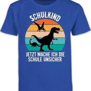 Shirtracer T-Shirt Schulkind Dinosaurier Retro Einschulung Junge Schulanfang Geschenke