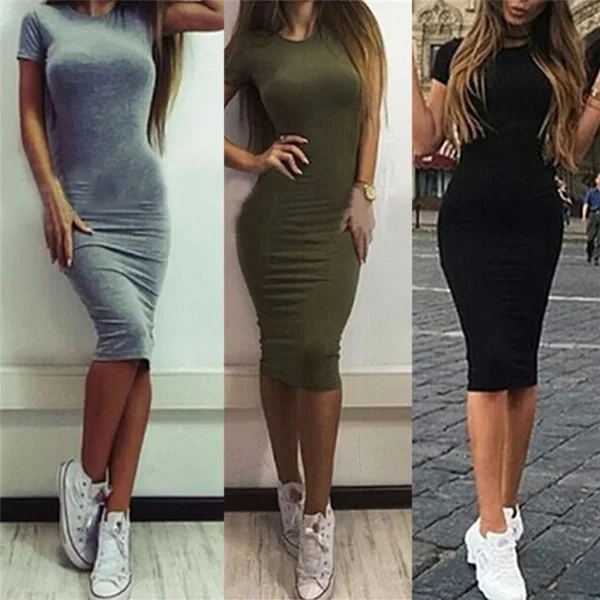 Summer Fashion Tight Dress Women's Short Sleeve Round Neck Dress 3D Printed Women's Sexy Fragmented