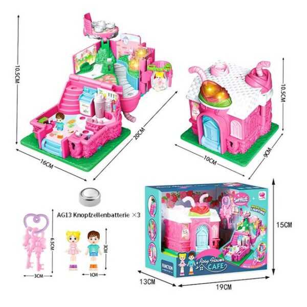 yozhiqu Puppenhaus Kinder Prinzessin DIY bauen ein Puppenhaus, Variety City Playhouse, Sicheres Material, tragbar, DIY-Spaß, Musik- und Lichtfunktion