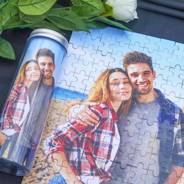 Personalisierte Foto Holz Puzzle mit Flasche