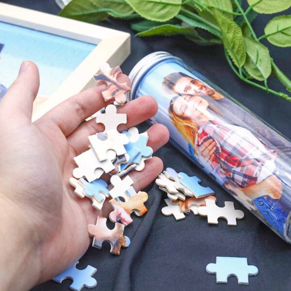 Personalisierte Foto Holz Puzzle mit Flasche