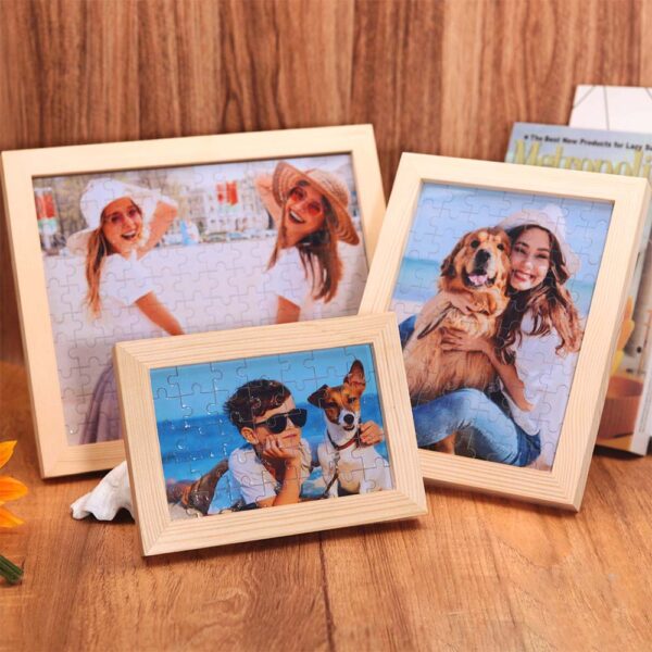 Personalisierte Foto Puzzle Bilderrahmen aus Holz