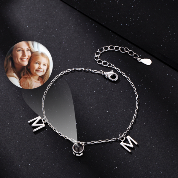 Personalisierte Foto Projektion Armband mit Bild im Stein - MOM